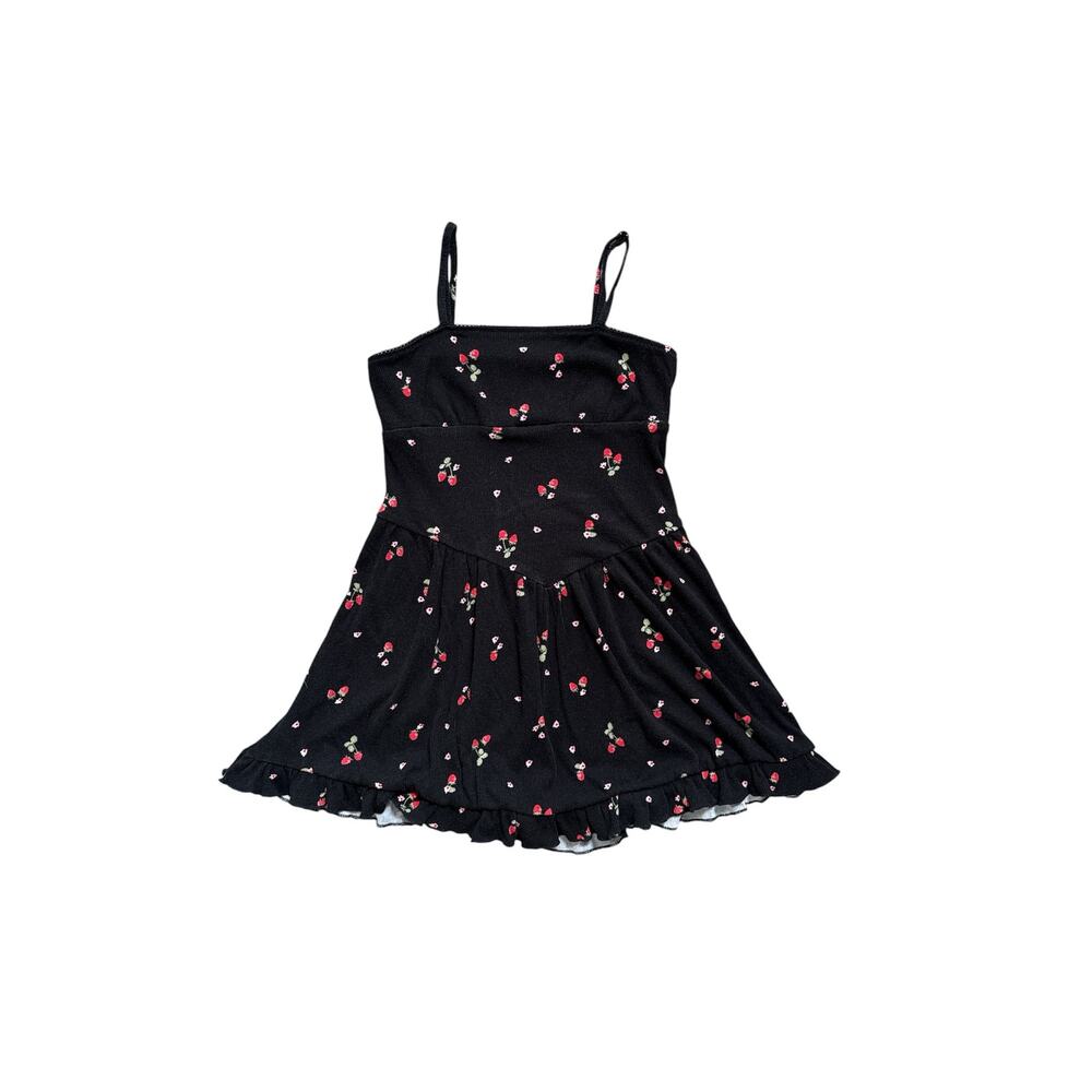 ART Class Girls 8, Black Strawberry Days Ruffle Mini Dress
